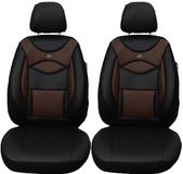BREMER SITZBEZÜGE Autostoelhoezen van kunstleer, compatibel met Peugeot 2008, 2 bestuurders en passagiers vanaf 2019, textielleer, set van 2 autostoelhoezen in zwart/bruin (D103)