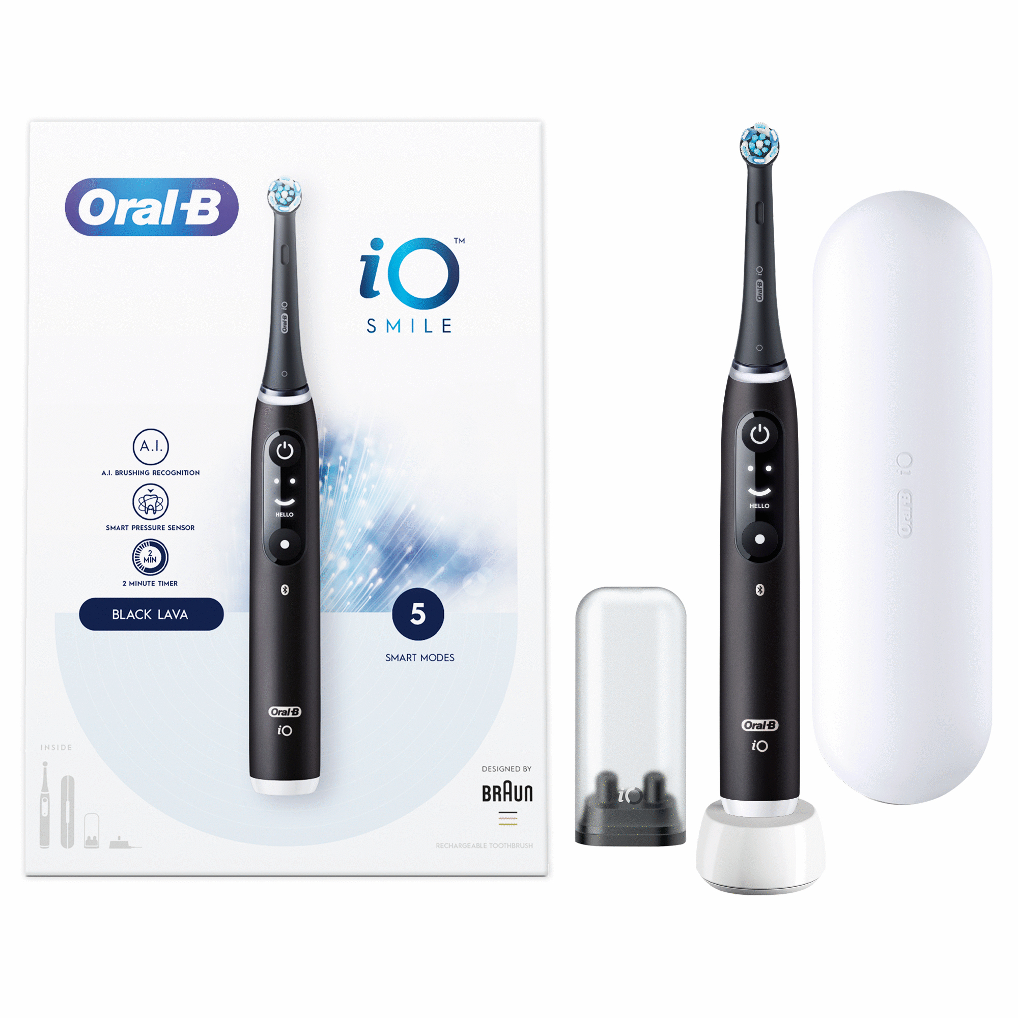 Oral-B Oral-B iO - 6N - SMILE Black Lava Elektrische Tandenborstel Ontworpen Door Braun