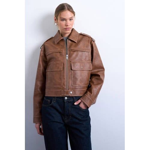 TOPSHOP imitatieleren jasje bruin