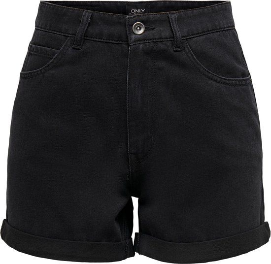ONLY ONLVEGA Life Hw Mom Shorts Noos - Black Denim - Women's Size XS