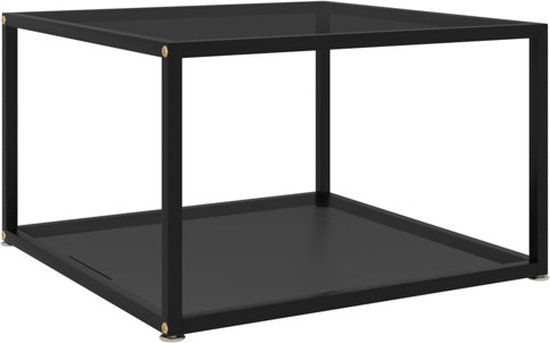 vidaXL Salontafel 60x60x35 cm gehard glas zwart