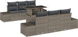 vidaXL Tuinbank Set Grijs Poly Rattan en Poedergecoat Staal