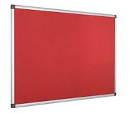 Bi-Office Maya Prikbord, Vilten Memobord Rood, Geanodiseerd Aluminium Omlijsting, 90x60 cm