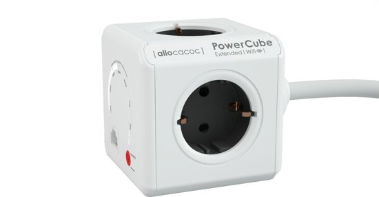 Allocacoc 9710/DEEXWF PowerCube Extended WiFi stekkerdoos 4 sockets 1.5m wit/grijs BN1012