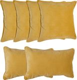 Atmosphera Bank/sierkussens Sophia - set 6x - Okergeel - polyester - met rits