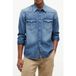 Tommy Hilfiger Regular Western Denim Medium Blauw Heren Casual Overhemd S