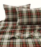 Tribeca Living Charleston Plaid Flanel Diepe Pocket Sheet Set, Koning
