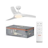OSRAM LED-plafondventilator Wit, stil, afstandsbediening | Ceiling Fan Garoa, Ceiling Fans with Lighting, Wit, 1065 mm dia, 50000 h, verpakking van 1