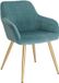 Happyment Luxe Eetkamerstoel - Velvet Turquoise/Goud - Fauteuil met armleuning - Woonkamerstoel - Keukenstoel - Kuipstoel - 1 stuk