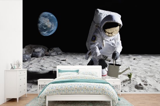 Nr1Wallpaper Behang - Fotobehang Astronaut - Maan - Aarde - Breedte 525 cm x hoogte 350 cm