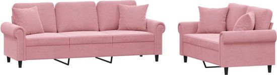 vidaXL 2-delige Loungeset met kussens fluweel roze