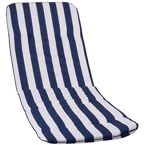 Be O Stoelkussen voor ligstoel met langstreep in blauw-wit