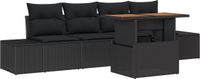 vidaXL Tuinbank Set Zwart Polyrattan