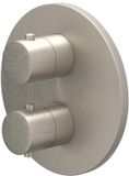 IVY Bond Pièce de finition Thermostat encastrable avec 1 robinet d'arrêt séparé avec rosace ronde - Nickel brossé PVD