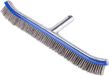 ZenithVibe Brosse de piscine professionnelle avec manche en aluminium et poils en acier - 44 x 16 cm