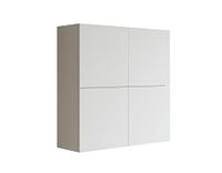 Mama Store Dubbele hangkast met 4 deuren en openingssysteem voor Push Adn Pull, hout, wit glanzend gelakt, cm