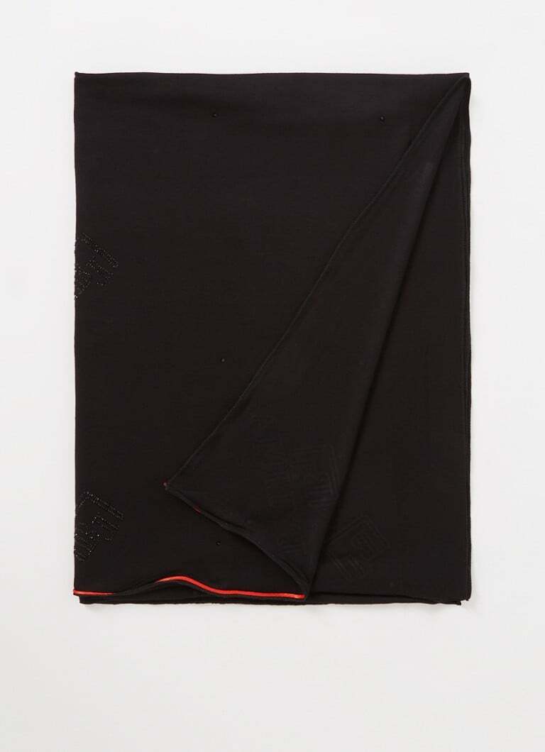 BYLIMA BYLIMA Monostamp sjaal met logo en strass 200 x 75 cm