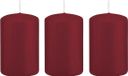 Trend Candles Bougie cylindrique/bougie pilier - 3x - bordeaux - 5 x 8 cm - 18 heures de combustion