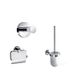 Icecat Accessoires pour toilettes Set Rond Chrome incl Brosse de toilette, Porte-rouleau WC et Crochet