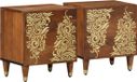 vidaXL Table de chevet avec porte, 2 pièces, brun miel, 40 x 33 x 46 cm
