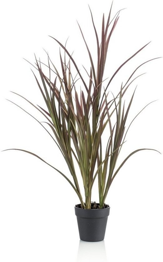 Bellatio Flowers & Plants Kantoor kunstplant hoog gras groen in zwarte ronde pot 90 cm - Kantoorplanten/kunstplanten