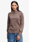 Superdry - Washed Classic Half Zip Trui Relaxed Pasvorm Dames Lange Mouw Katoen Donkerbruin Maat 8