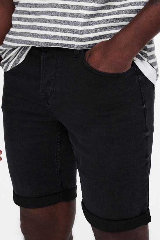 Only & Sons Men's Black Denim Shorts - Ply Life - XS