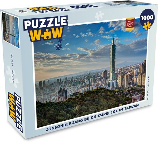 MuchoWow Puzzel Zonsondergang bij de Taipei 101 in Taiwan - Legpuzzel - Puzzel 1000 stukjes volwassenen