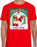 Bellatio Decorations Fout Kerstshirt Merry Shitmas Losing a Turkey Rood Heren XXL
