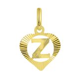 Lucardi Dames alfabet hanger hart - Letter Z - 9 Karaat Geelgoud