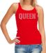 Bellatio Decorations Glitter Queen Tanktop Rood met Steentjes/Rhinestones voor Dames - Glitter Kleding/Foute Party Outfit XL