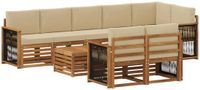 vidaXL - Bank loungeset - Massief acaciahout - Natuurlijk en beige