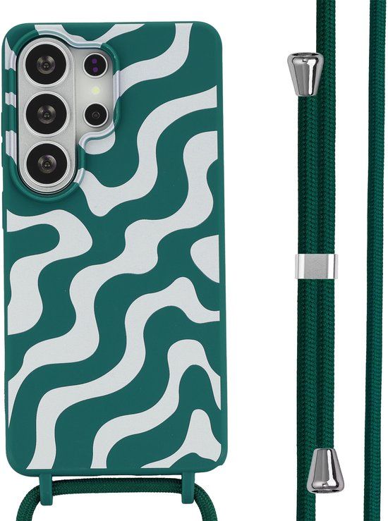 imoshion Siliconen design hoesje met koord voor de Samsung Galaxy S26 Ultra - Petrol Green Groovy