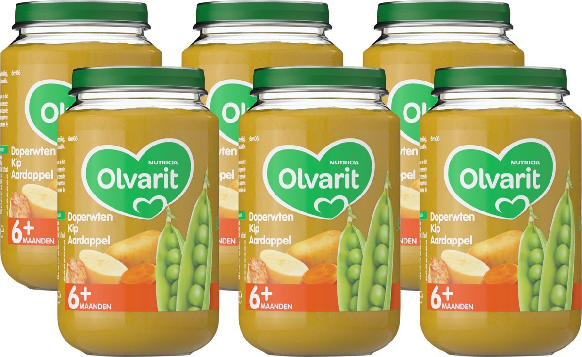 Olvarit 6m06 doperwten kip aardappel 6x200g