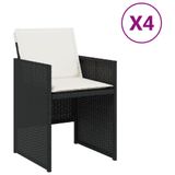 VidaXL Tuinstoelen 4 st met kussens poly rattan zwart