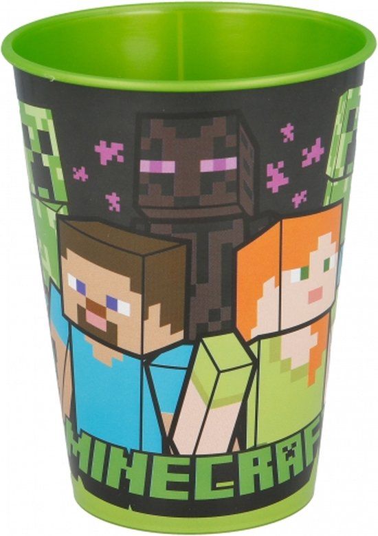 Minecraft Servies 5-delig - Bord - Beker - Kom - Lepel - Vork - Ontbijtset - Groen - Plastic