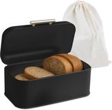 Merkloos Relaxdays Broodtrommel aanrecht - 15,5 x 30 x 21 cm - met broodzak - zwart