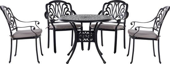 ANCONA Tuinset voor 4 - Zwart - Aluminium