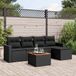 Prolenta Maison Exclusive - Tuinset voor buiten, 6-delig, met kussens, zwart, van polyrotan