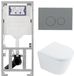 Geberit QeramiQ Dely Toiletset - Diepspoel - Rimless - Inbouwreservoir - Softclose Toiletzitting - Lichtgrijs Bedieningspaneel - Glans Wit