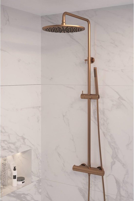 Brauer Regendouche Copper Showerpipe met Thermostaat 30cm Koper