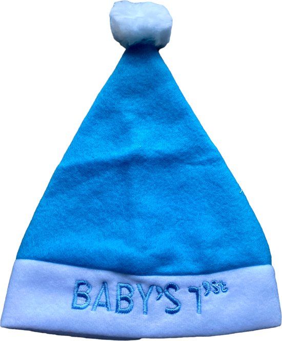 Babymuts JInscom Baby Kerstmuts - Baby's 1st Christmas - Roze/Wit