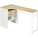 Bureau d'angle avec 2 tiroirs, 120 x 60 cm, bureau en L avec 3 compartiments ouverts, table informatique pour étudier, travailler, chambre, maison, aspect chêne clair