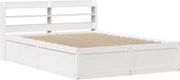 vidaXL Bedframe met hoofdbord massief grenenhout wit 135x190 cm