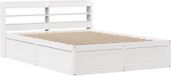 vidaXL Bedframe met hoofdbord massief grenenhout wit 135x190 cm