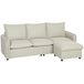 HOMCOM Canapé d'angle 3 places avec pouf de rangement, 212 cm, crème