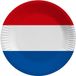 Dh Konzept Gmbh Nederland assiettes jetables - 10x pièces - Holland/ Koningsdag décoration - D23 cm - papier - rouge blanc bleu