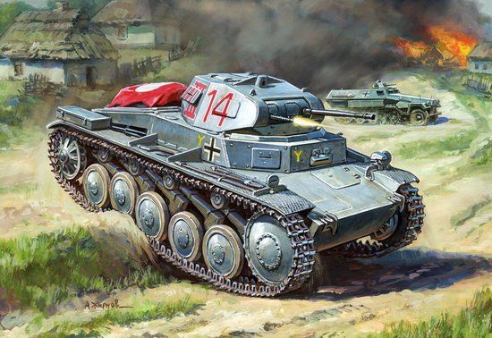 Zvezda 6102 German Light Tank Pz.Kp.fw II Panzer Plastic Model Kit 1:100 Scale