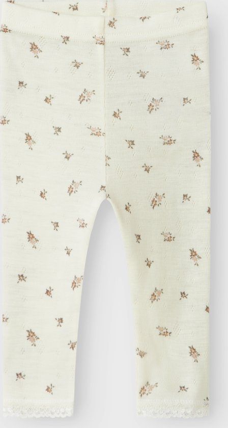 NAME IT - NBFWANG WOOL NEEDLE LEGGING NOOS - Baby - Leggings - Wol - 100% Merinowol - Maat 50 - Wit