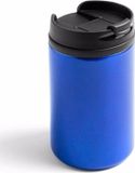 Merkloos Reisbeker - 300 ml - blauw - thermosbeker - 15 x 7 cm - RVS